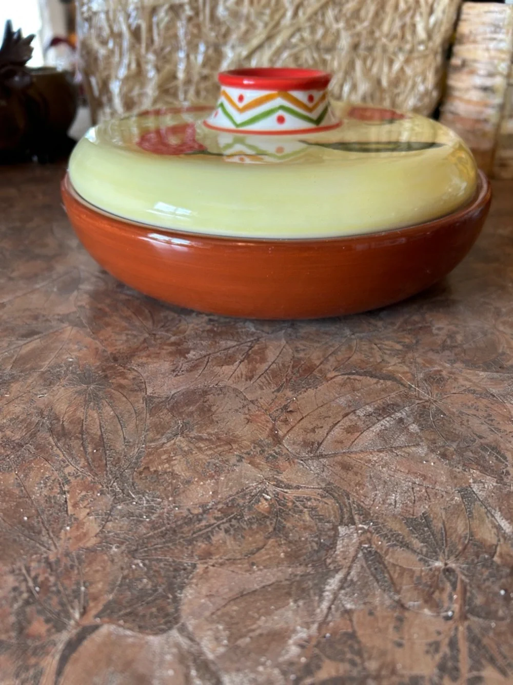 Vintage Clay Art Ceramic Handpainted Chili Pepper Inspired Tortilla Warmer